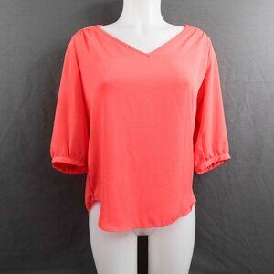 IN San Francisco Womens Top Small Coral Flowy Career Clean Girl Effortless